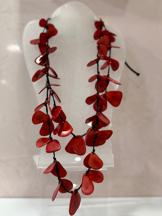 Hand Made Necklace Red Petal