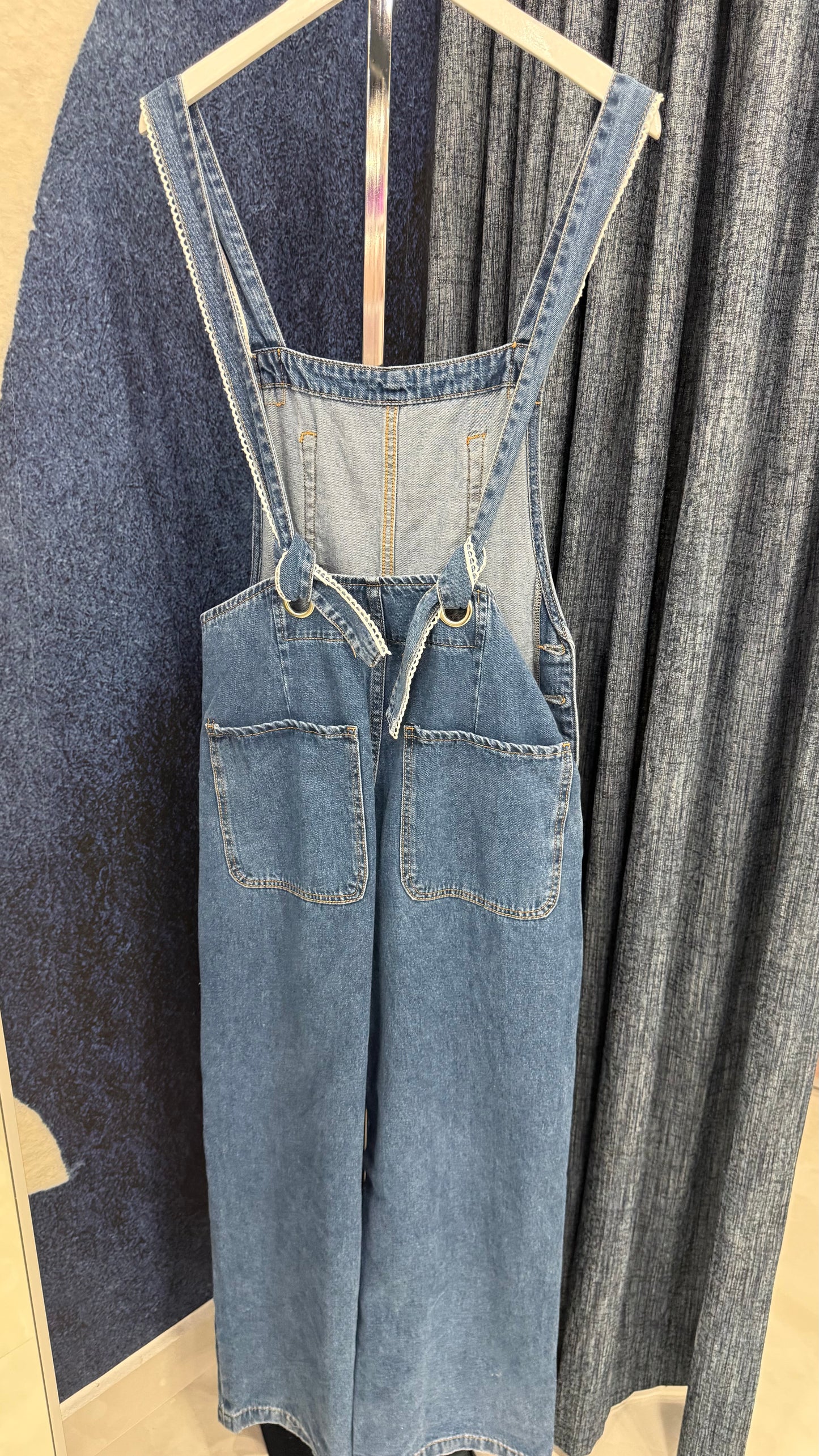 Overall Denim With Embroidery Detail