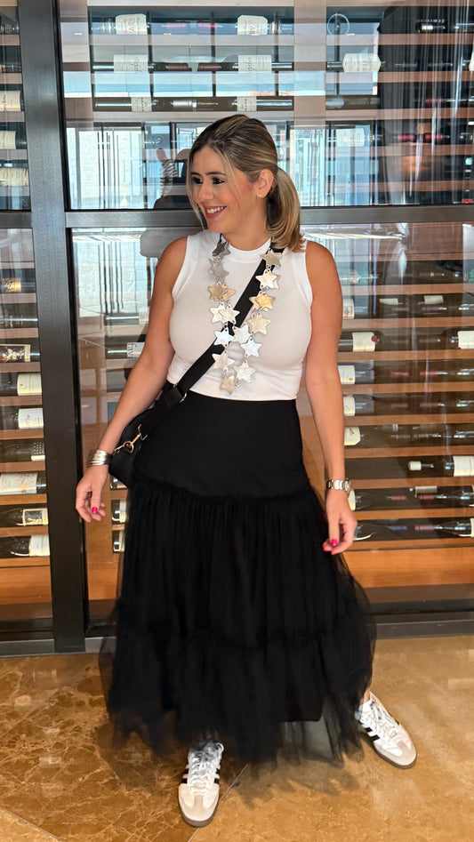 Tulle Midi Skirt Black