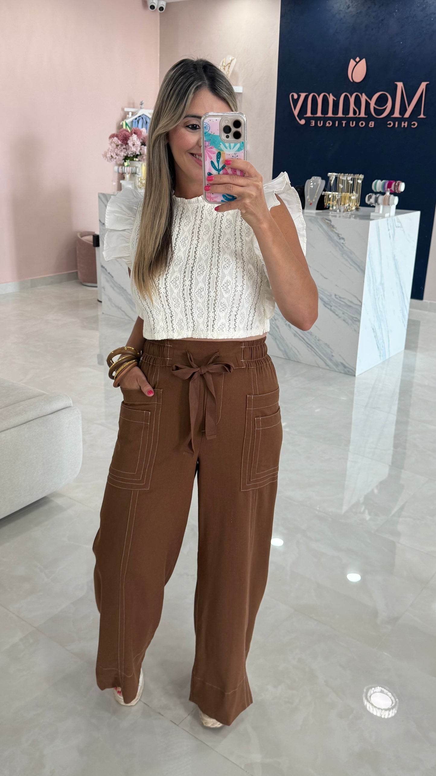 Linen Wide Leg Pant Walnut