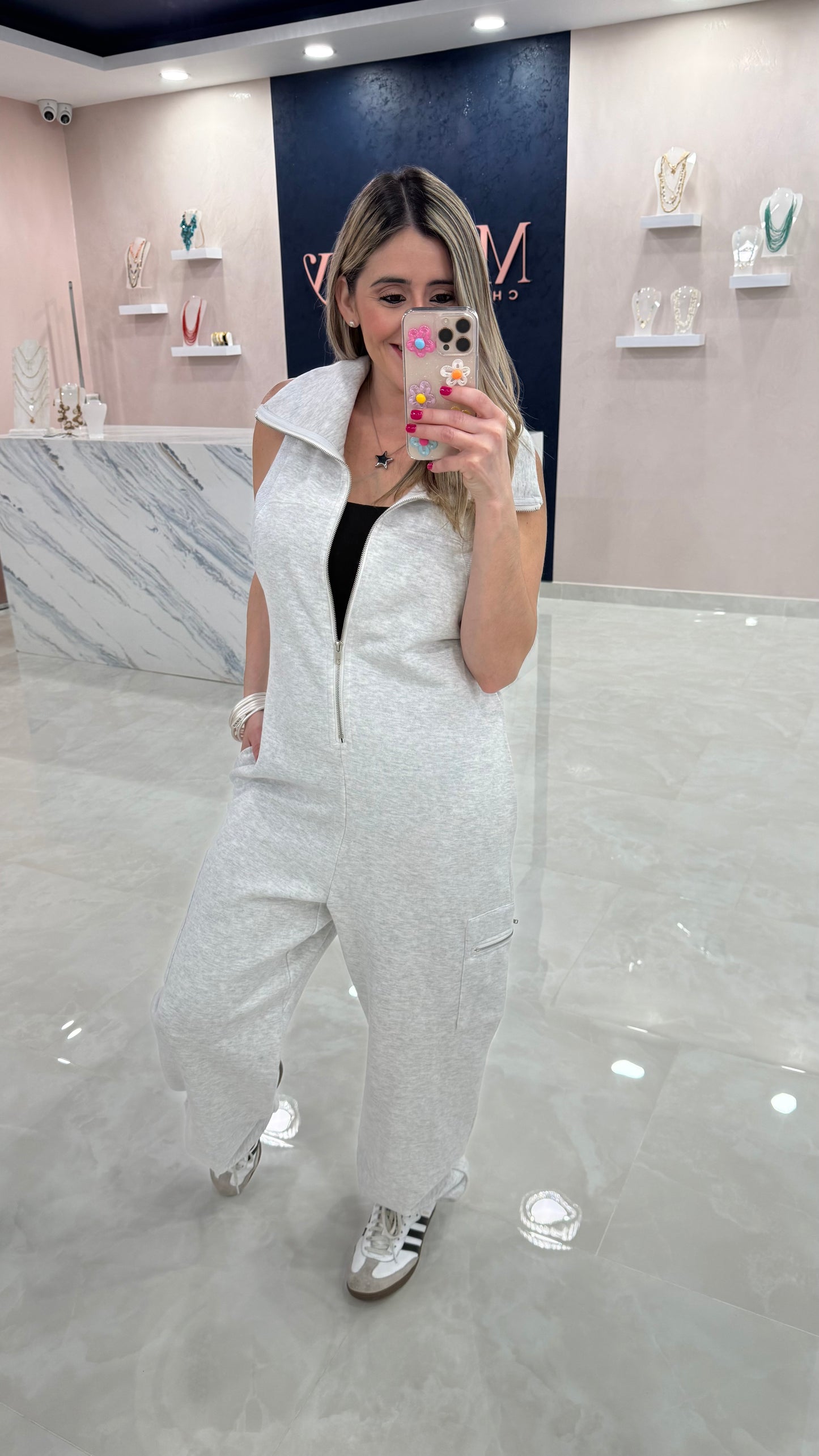 Zip Up Comfy Jumpsuit Gray