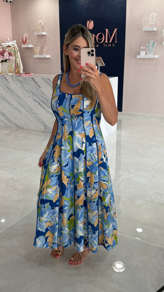 Printed Maxi Dress Blue