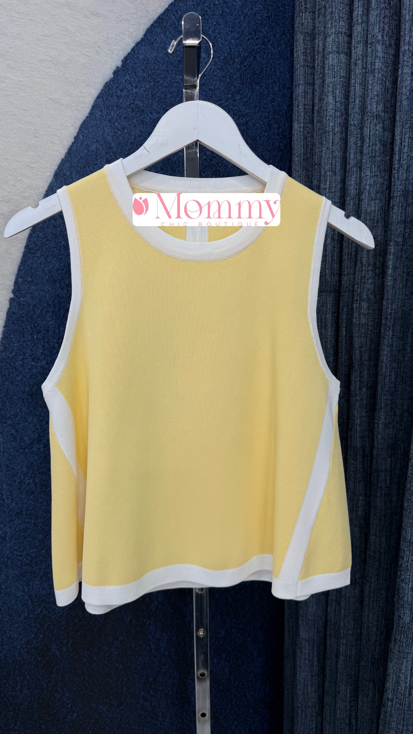Knit Contrast Top Yellow
