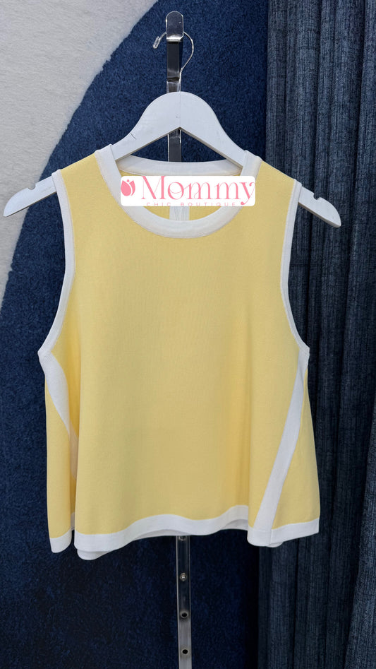 Knit Contrast Top Yellow