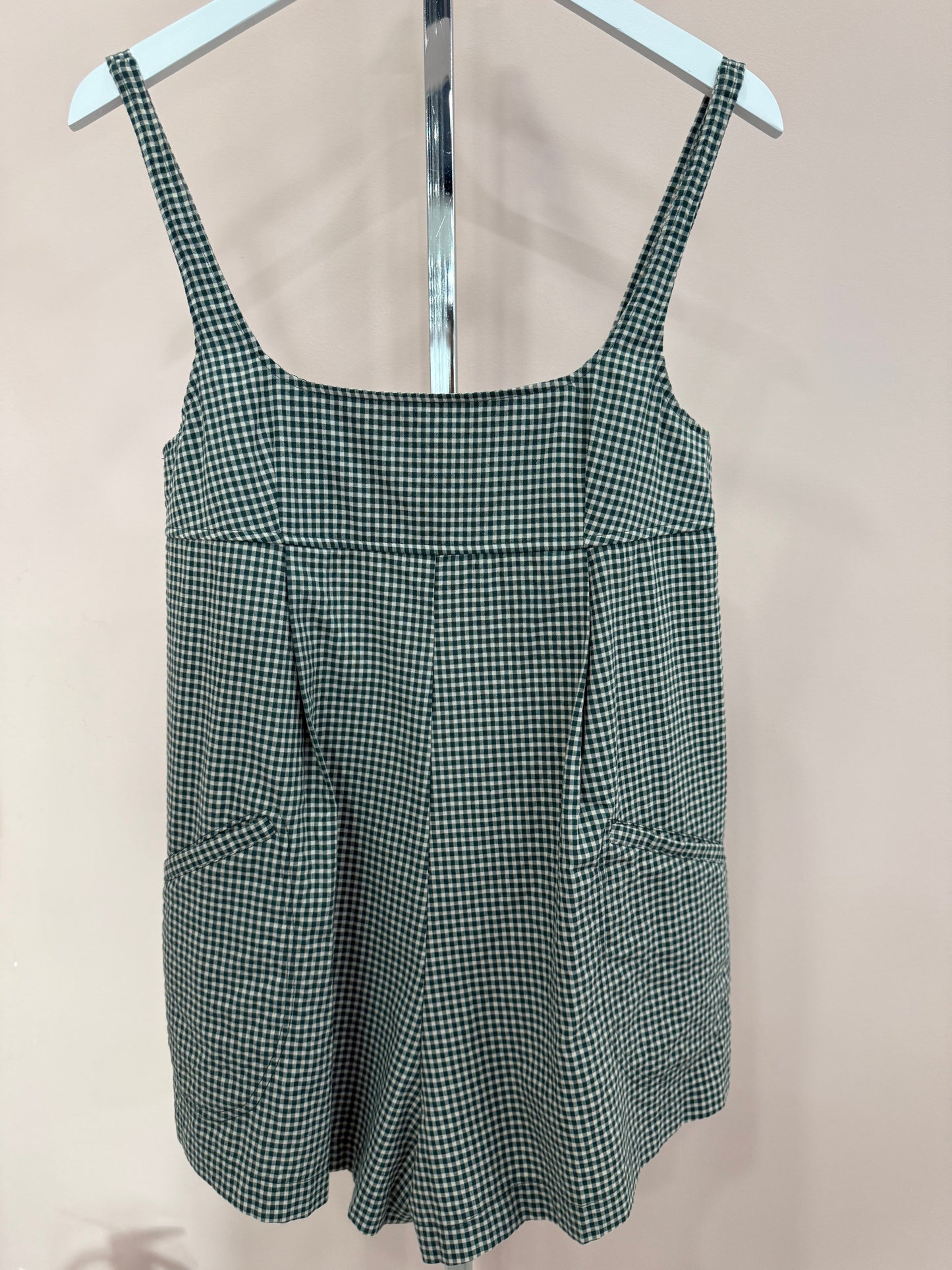 Plaid Romper Green