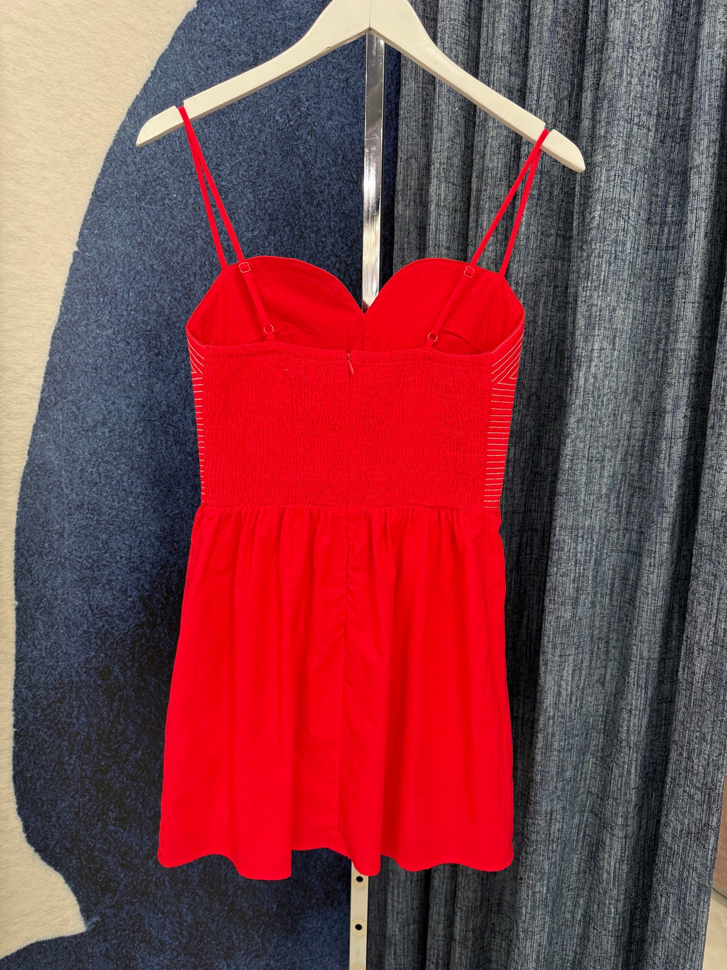 Stitch Bustier Sleeveless Dress Red