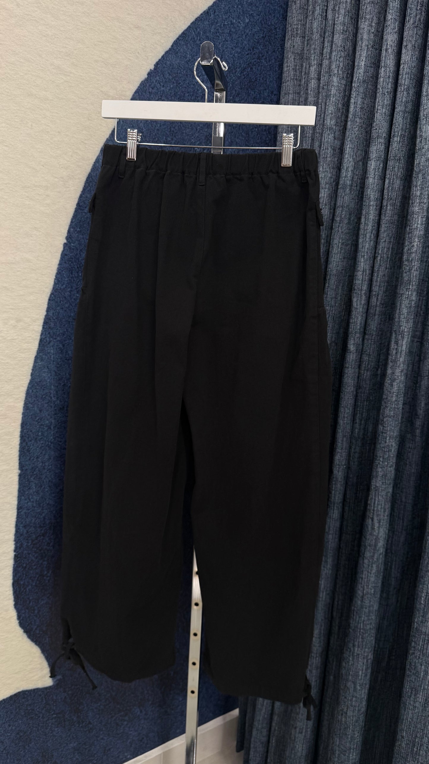 Denim Pant With Drawstring Ash Black