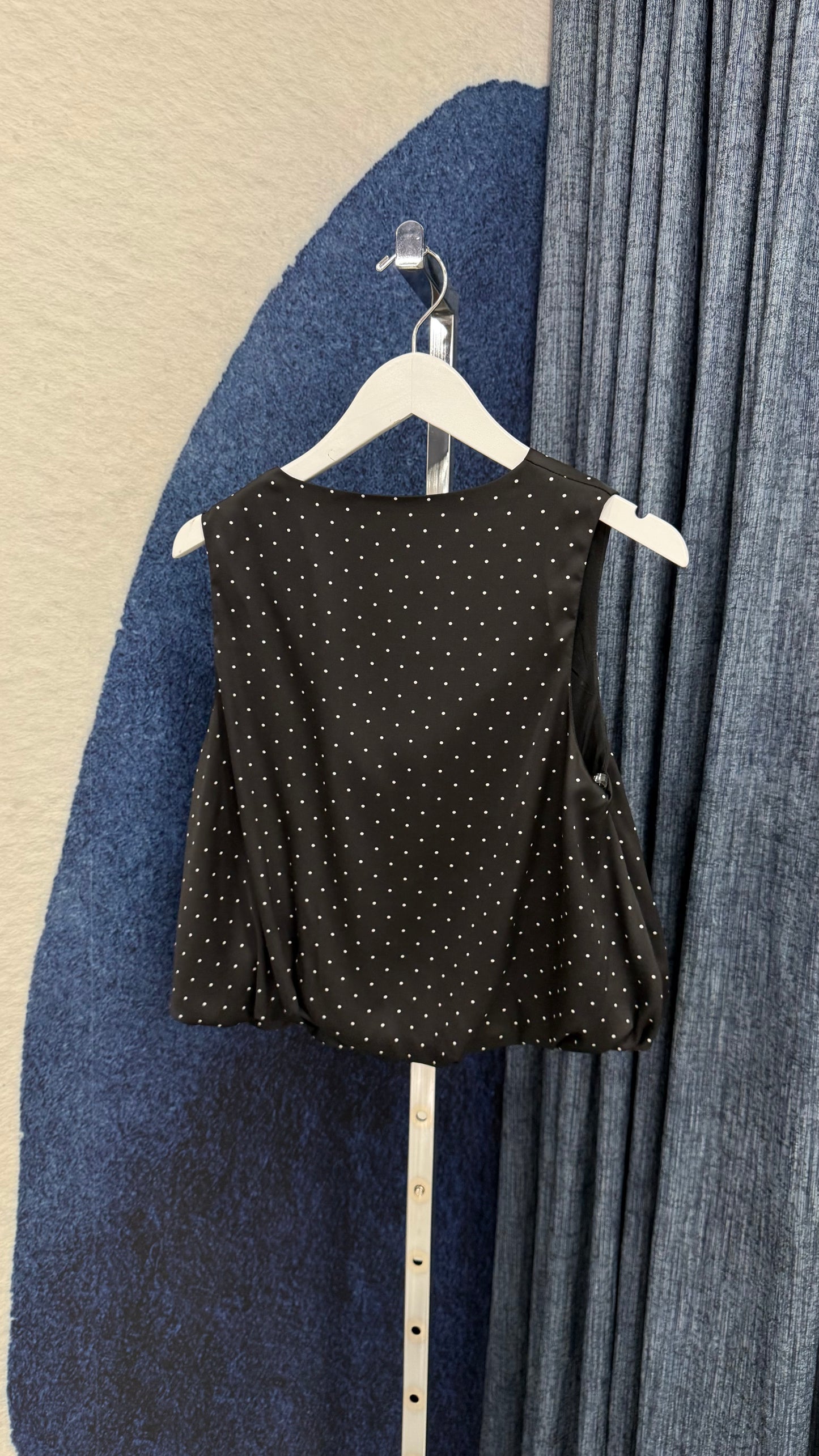 Polka Dots Cowl Neck Top Black