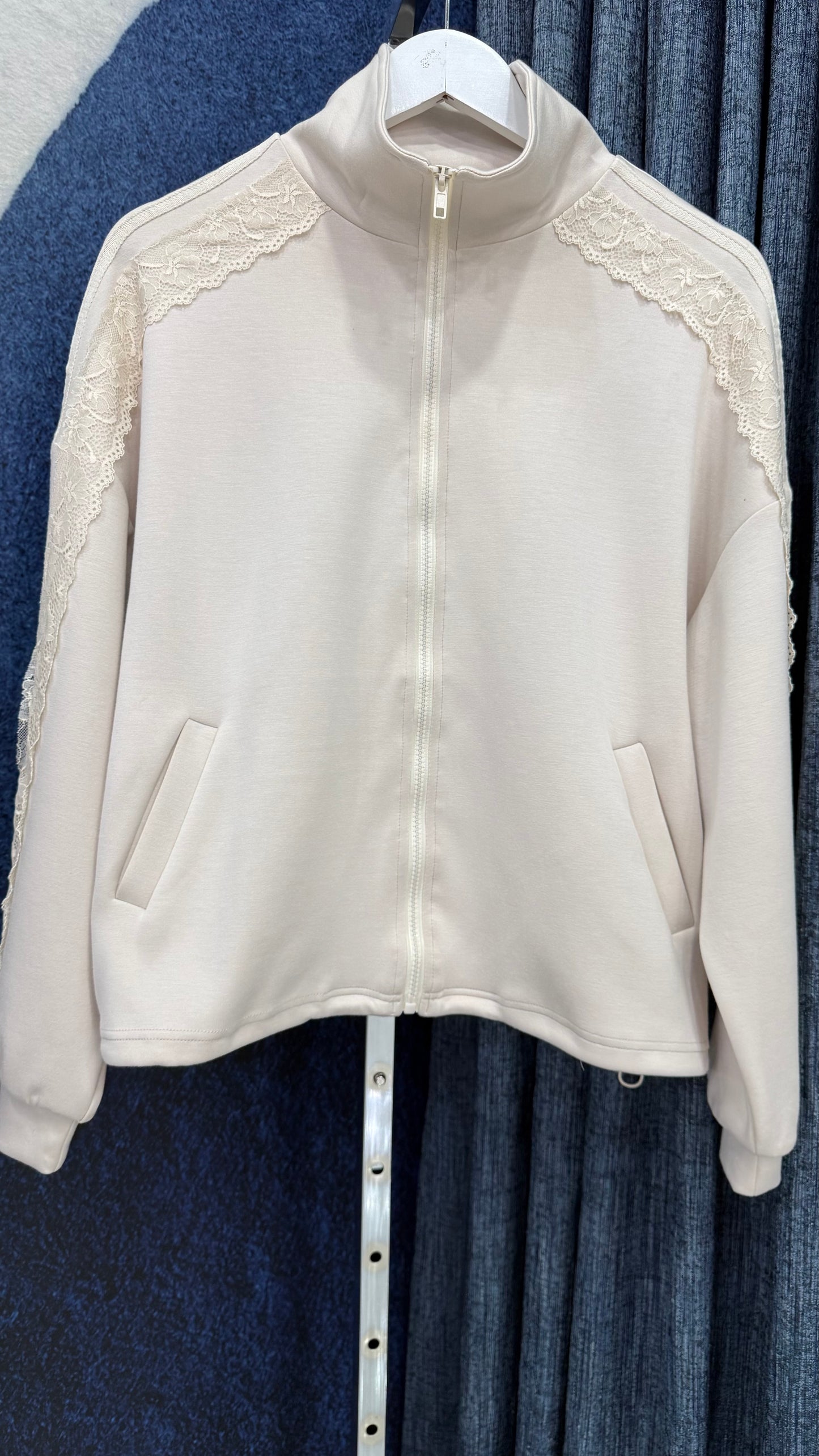 Contras Lace Long Sleeve Jacket & Jogger Set Sand