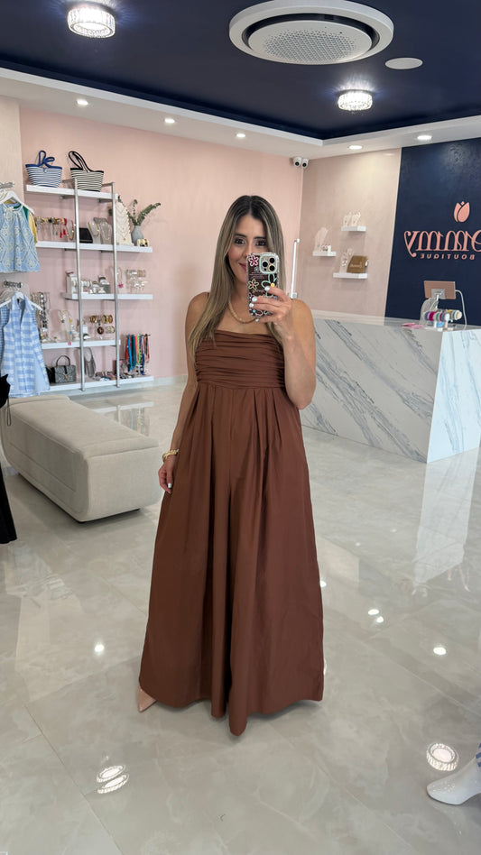 Wide Leg Jumpsuit Brown