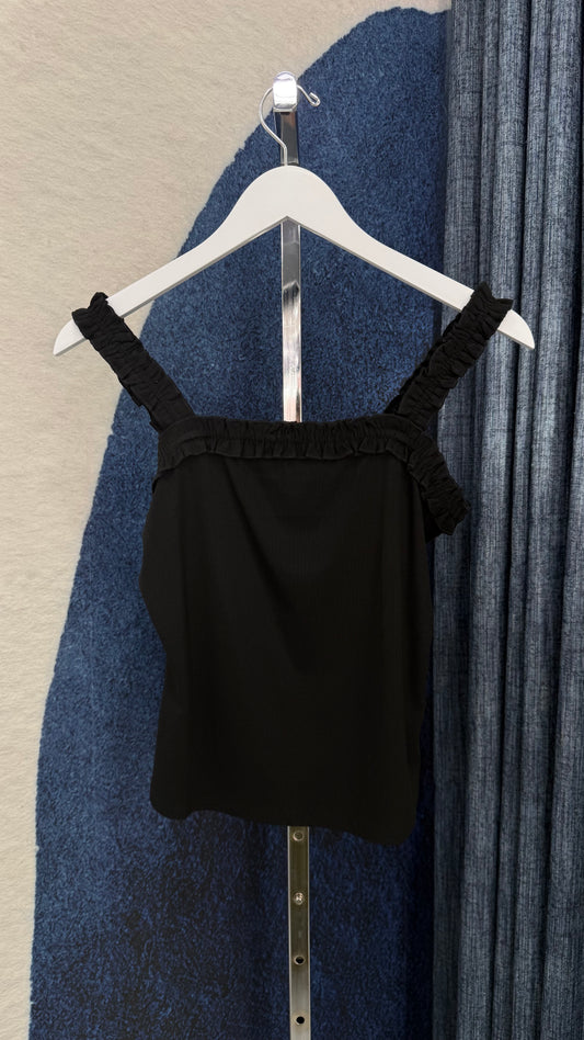 Ruffle Top Tank Black