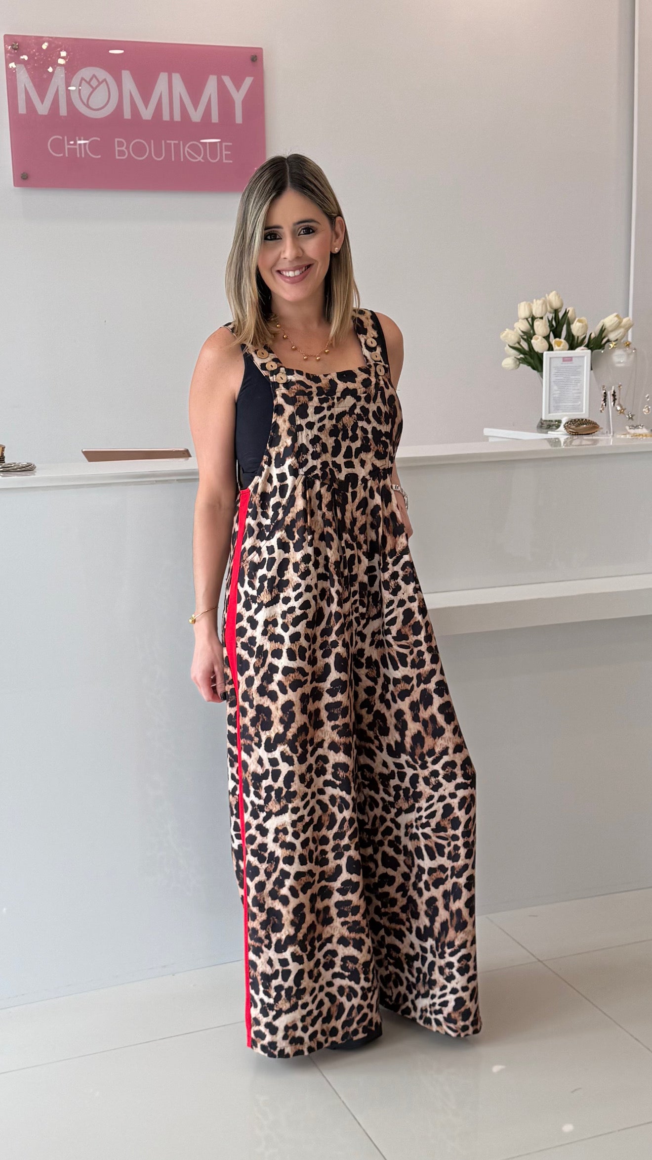 Overall Animal Print W/Red