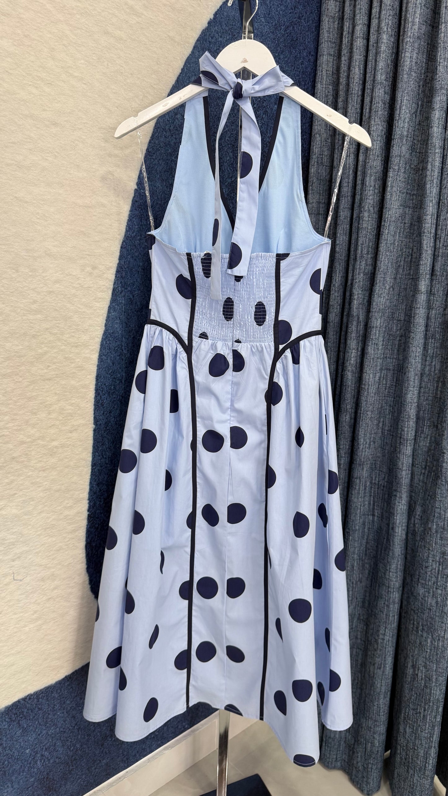 Polka Dots Midi Dress Blue