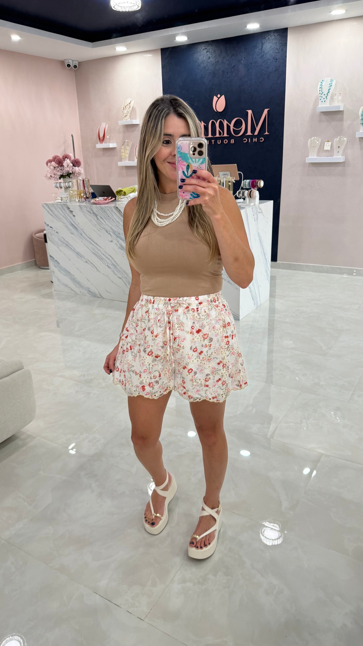 Embroidery Printed Short