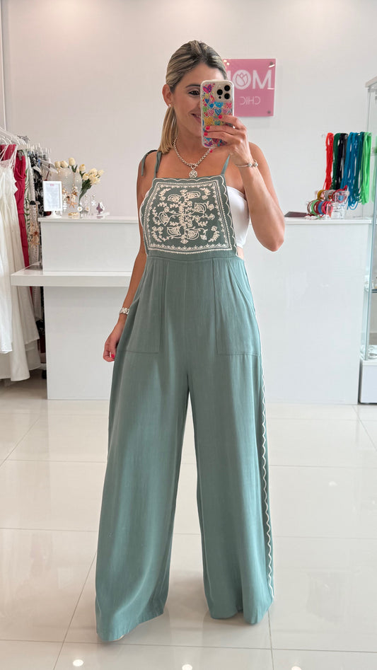 Jumpsuit Embroidery Sage
