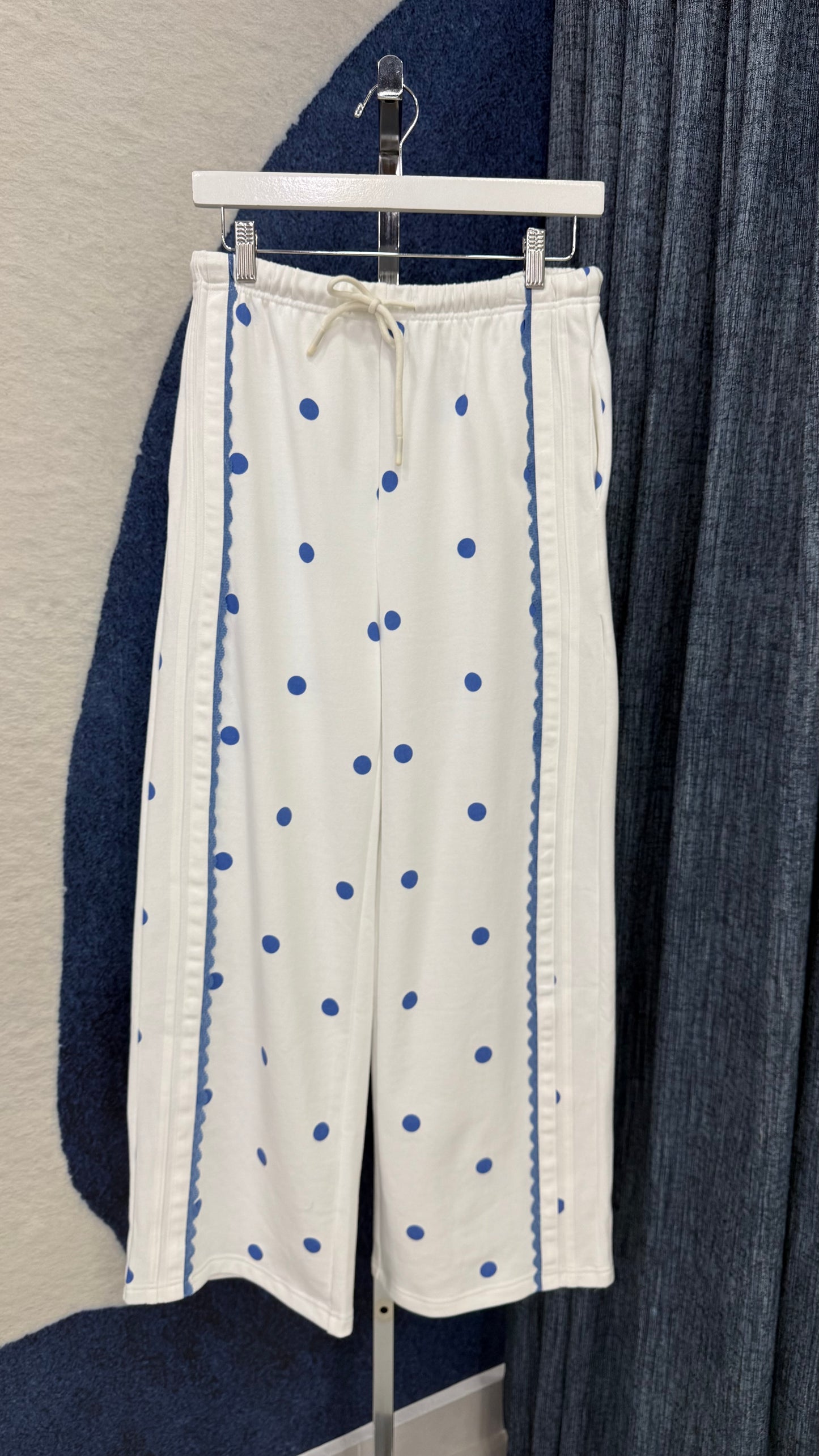Polka Dot Sweater & Pant Set White / Blue