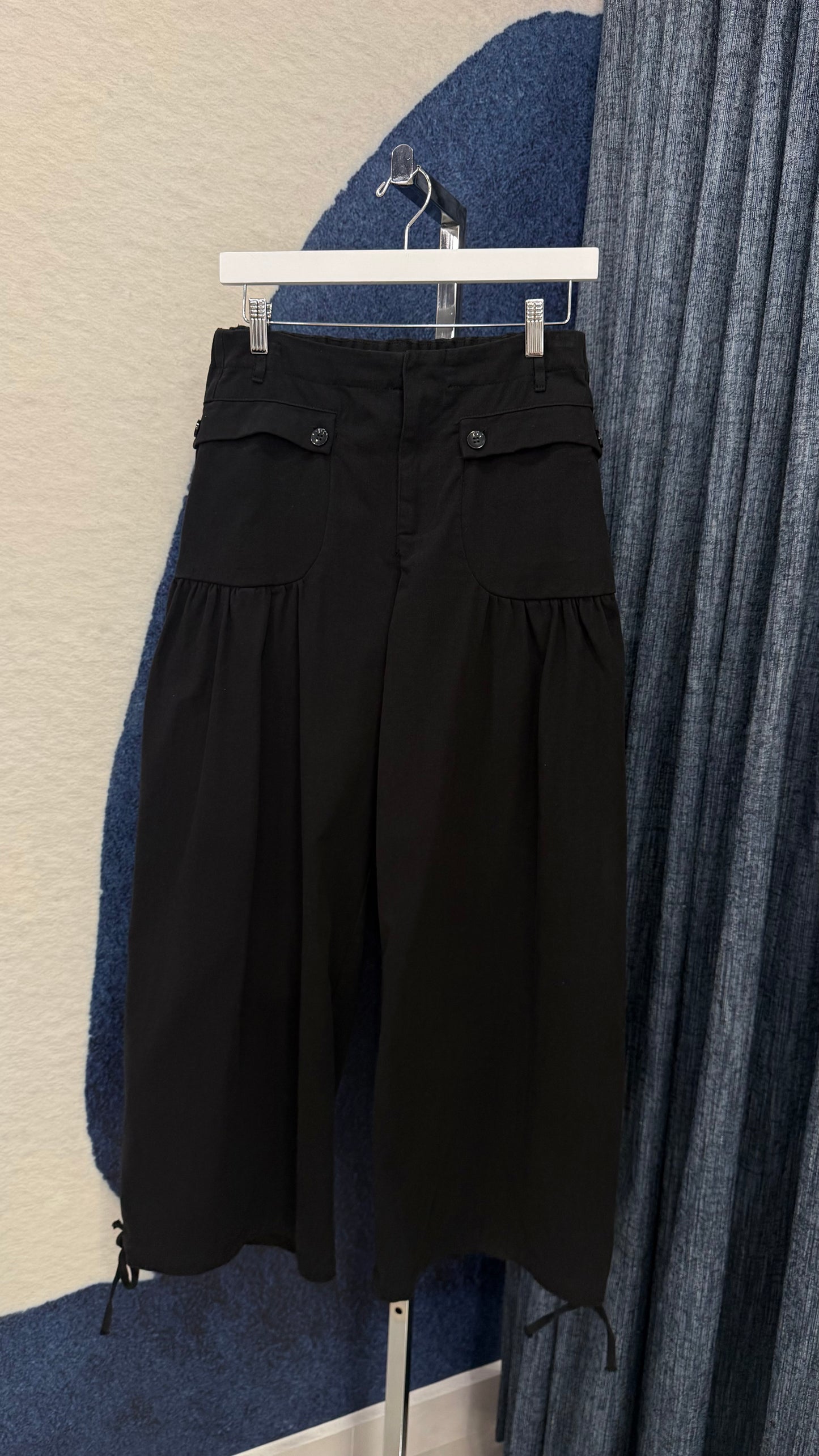 Denim Pant With Drawstring Ash Black