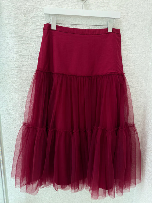 Tulle Midi Skirt Wine
