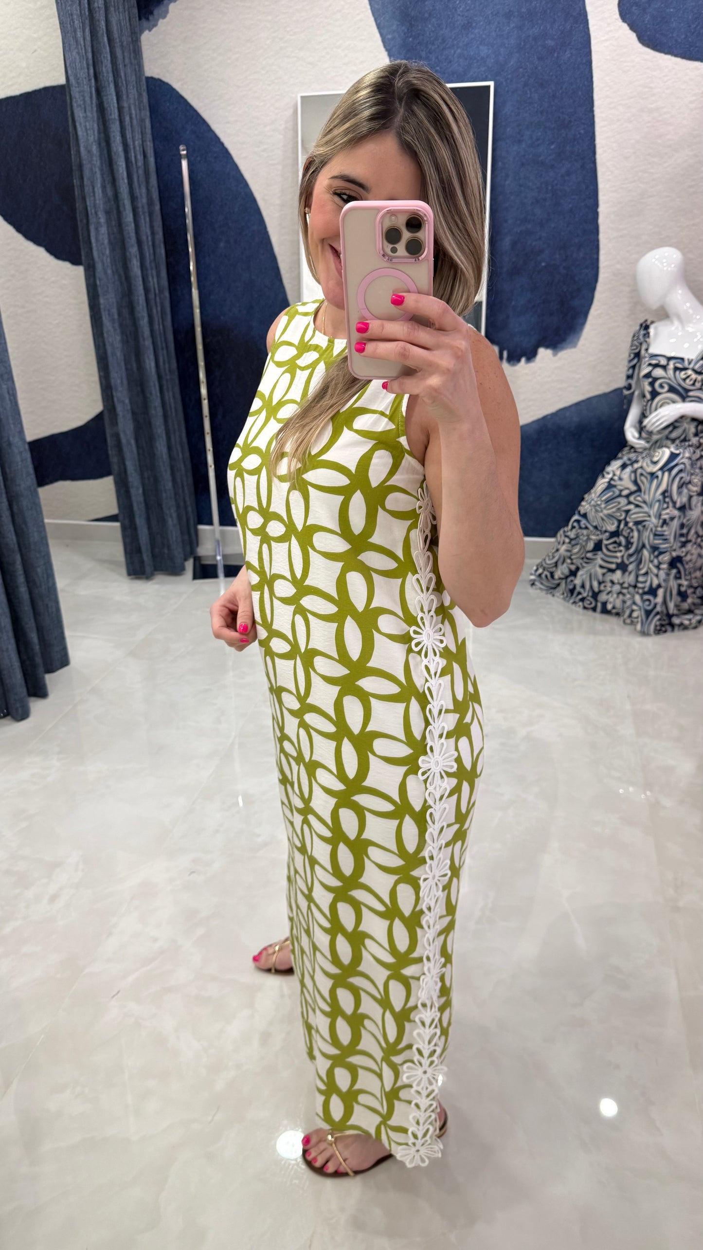 Printed Maxi Dress Green