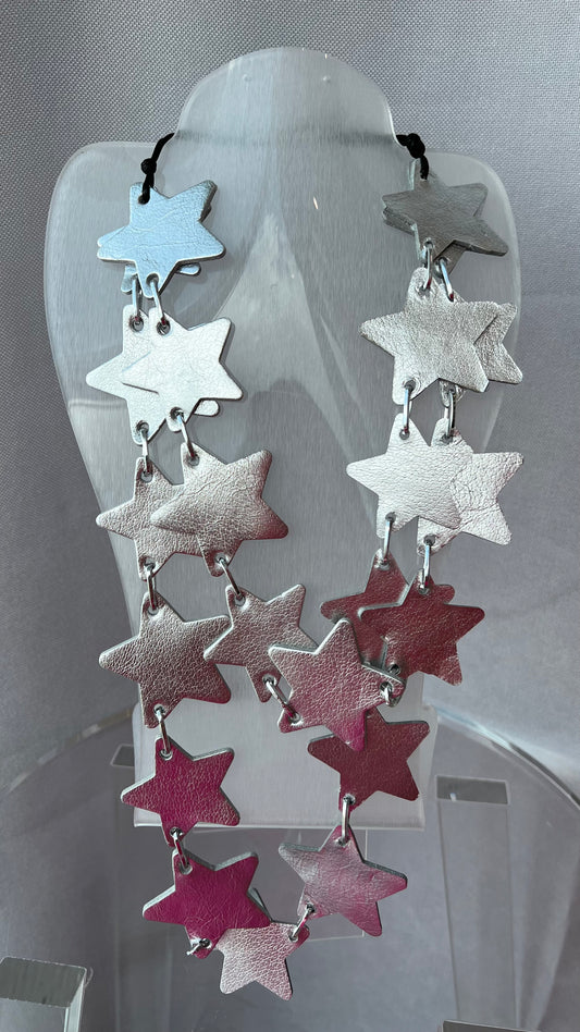 Star Leather Necklace Silver