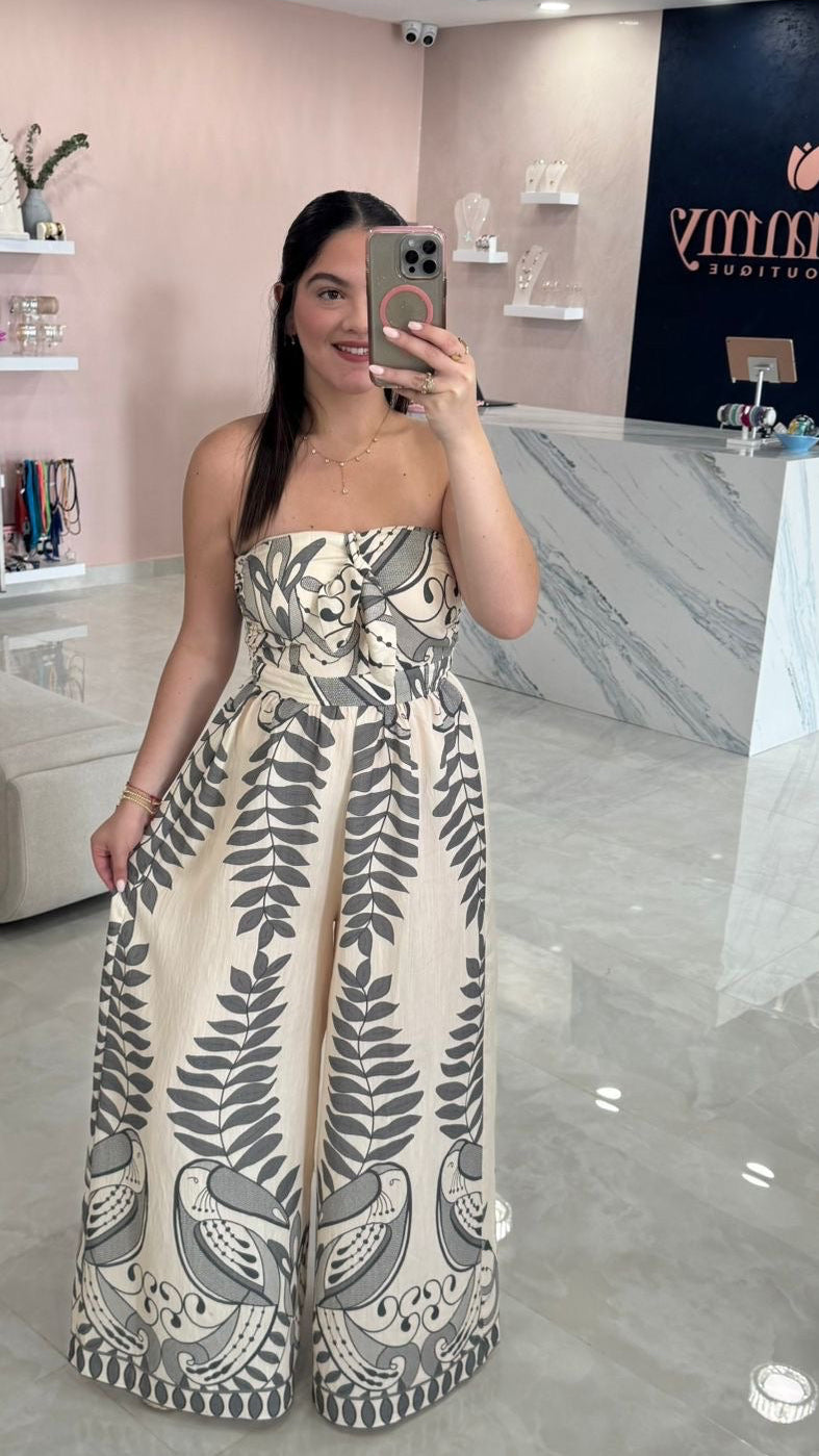 Printed Strapless Jumpsuit