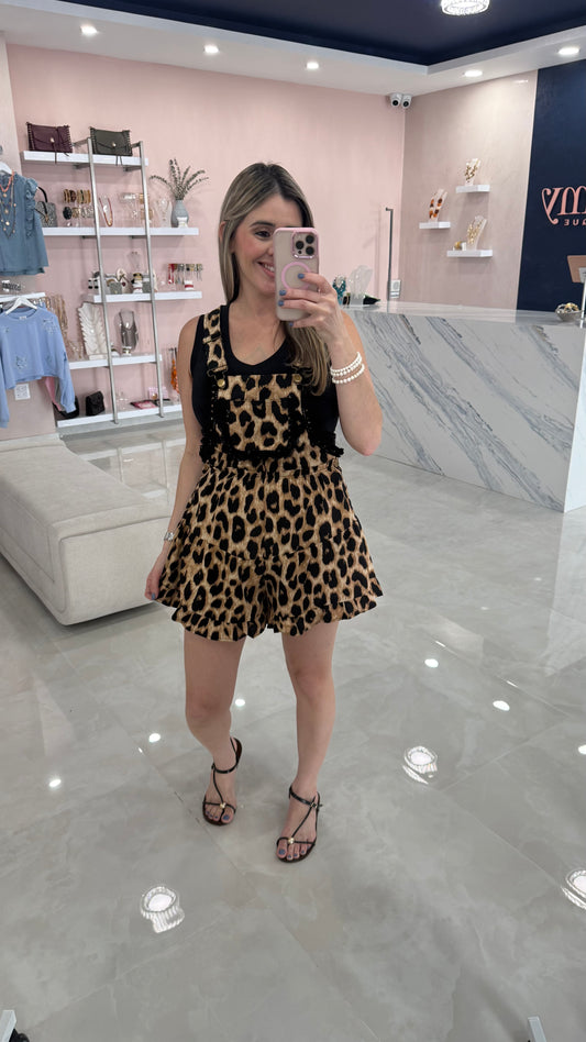 Short Overall With Lace / Leopard