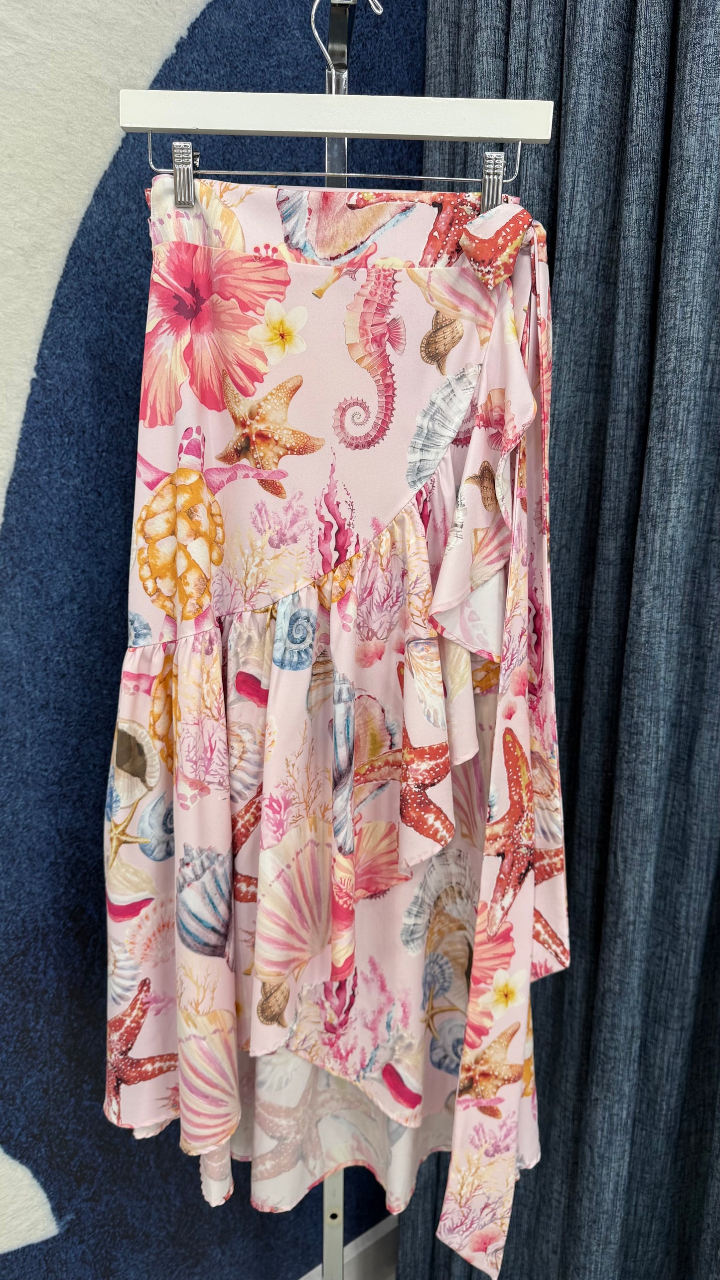 Sea Shells Wrap Around Skirt Pink