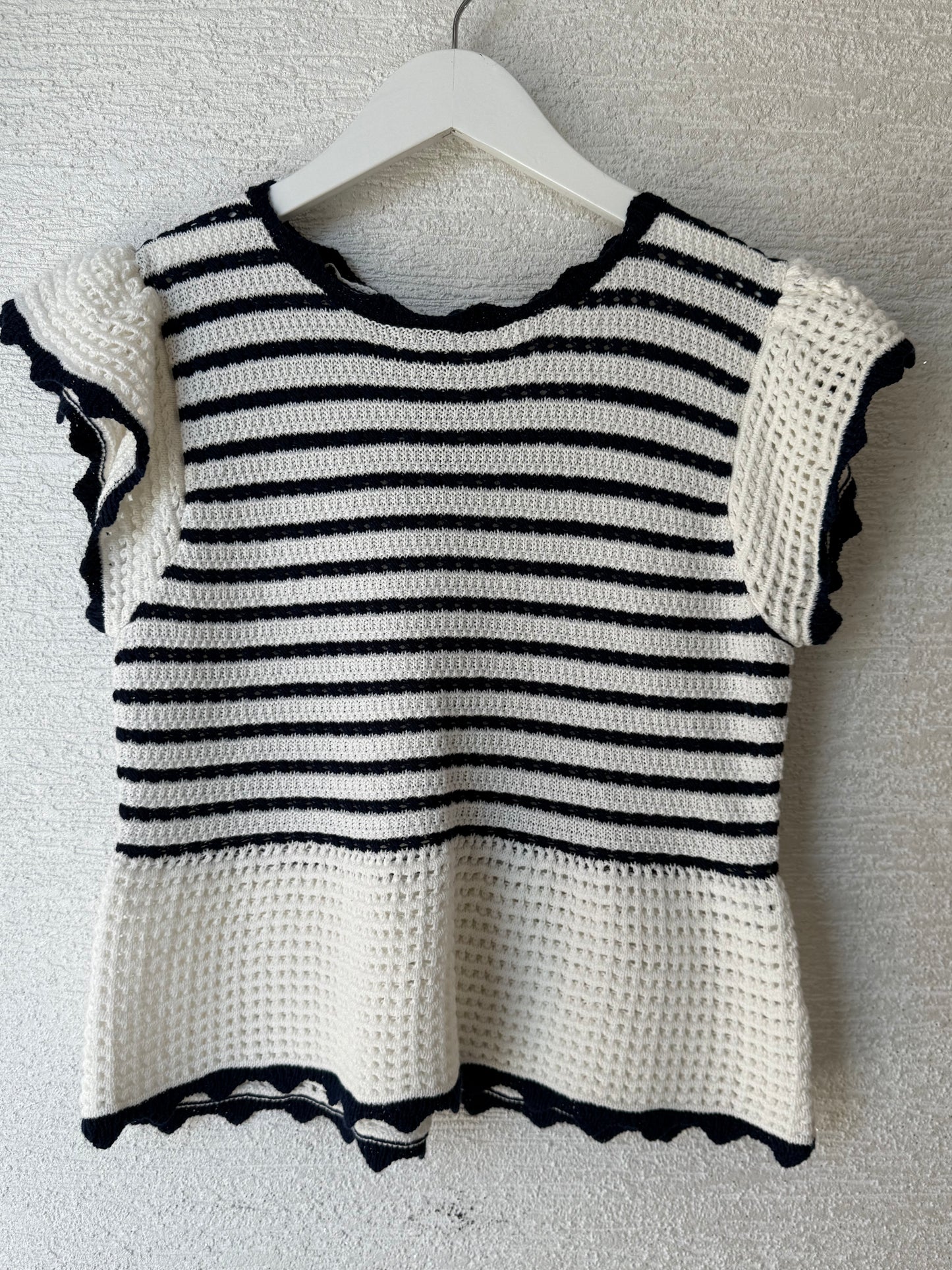 Sweater Knit Top Stripe Navy