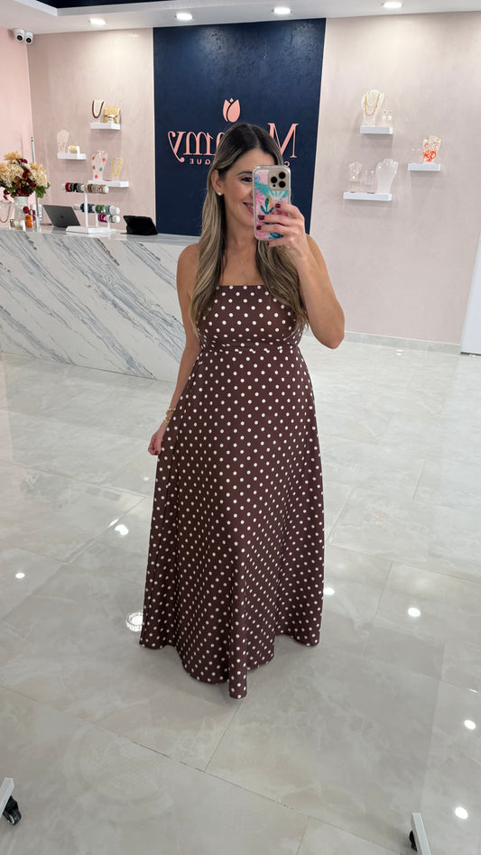 Polka Dot Maxi Dress Chocolate