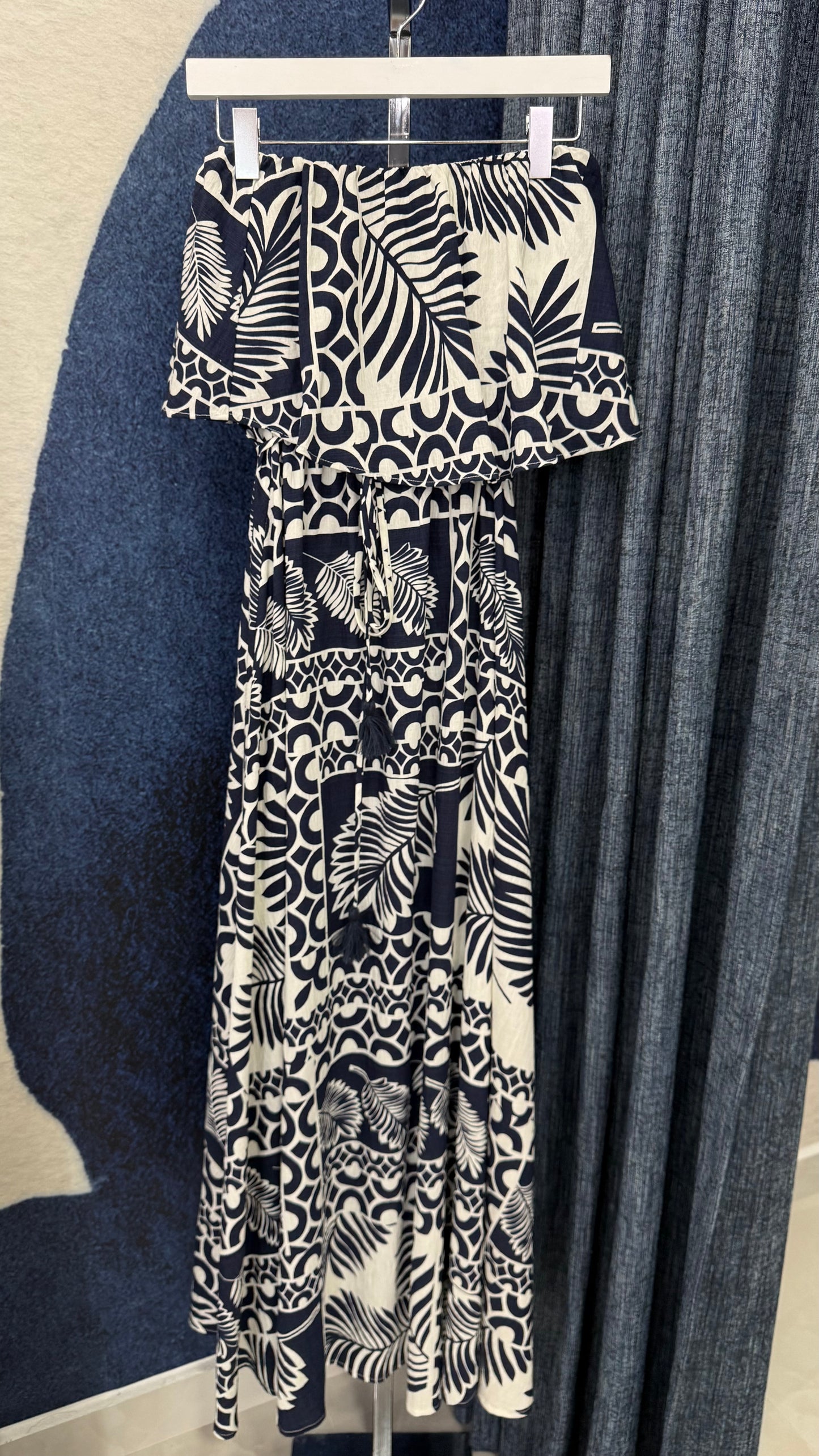 Strapless Maxi Dress Printed Navy