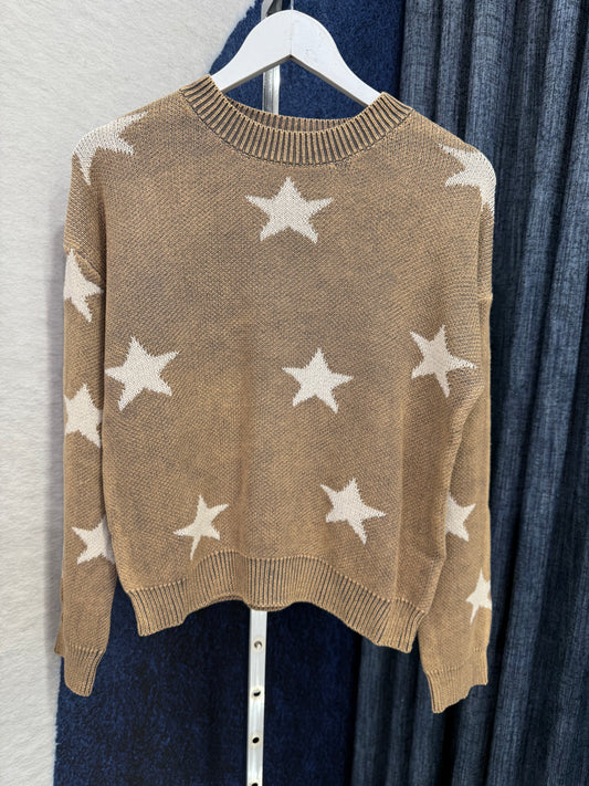 Sweater Washed Stars Camel