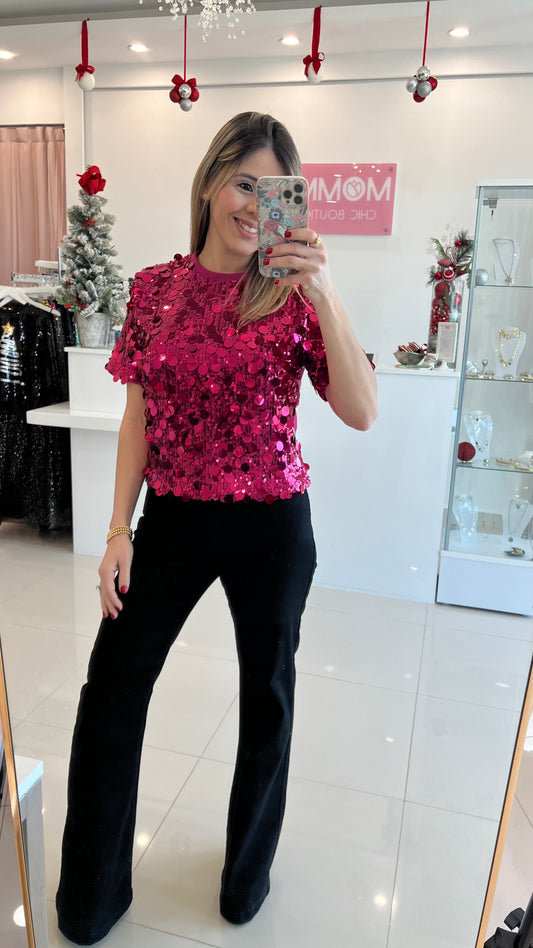 Sequin Shirt Magenta