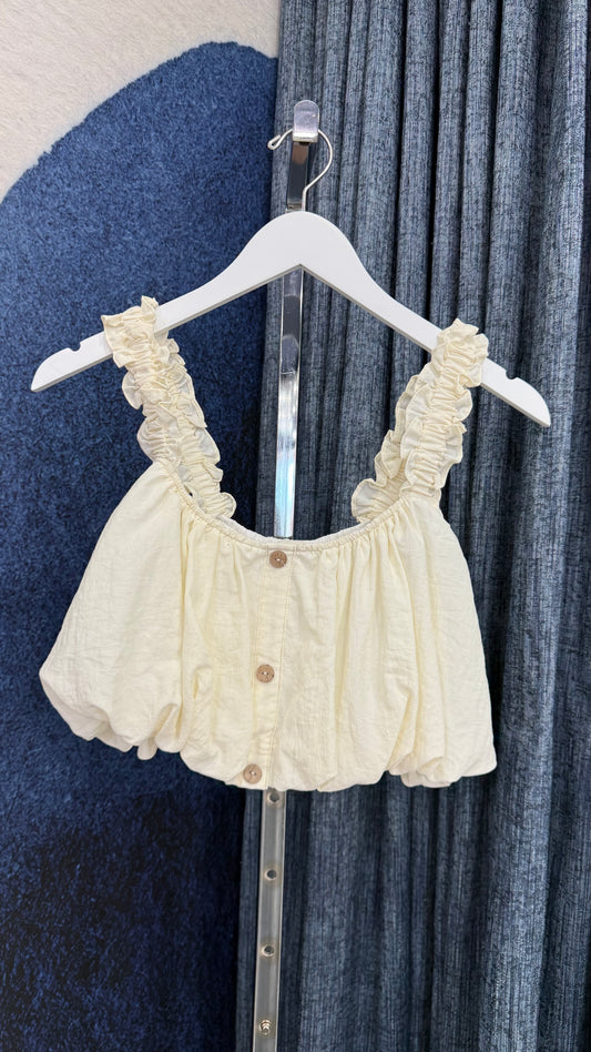 Bubble Cropped Top Ivory