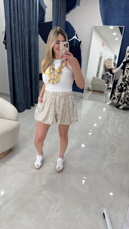 Sequin Short Champagne