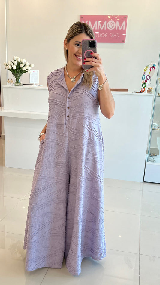 Textured Oversized Jumpsuit Lilac