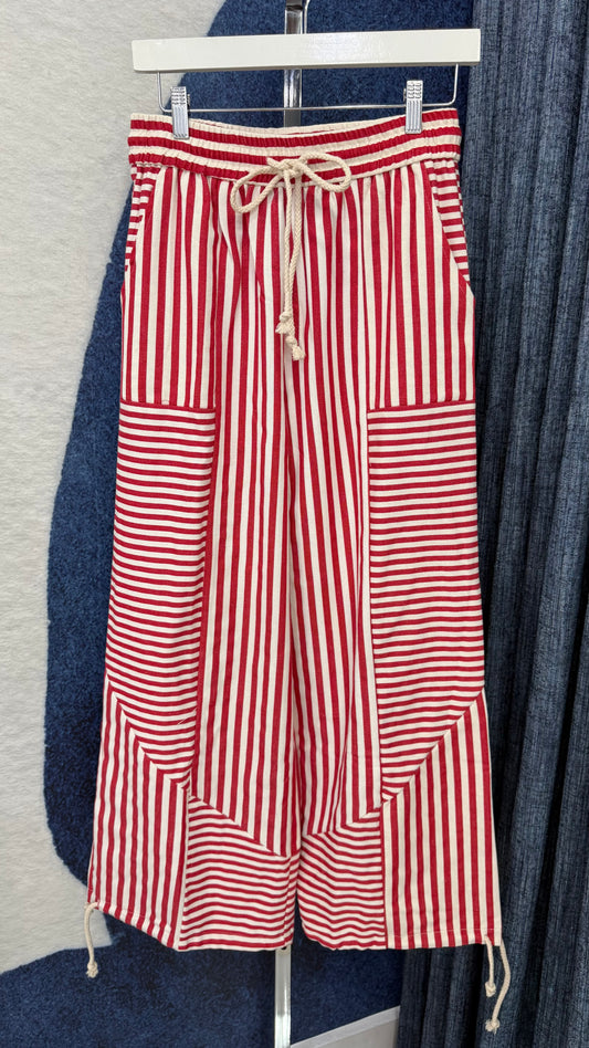 Mineral Stripe Pant With Drawstring Leg Red