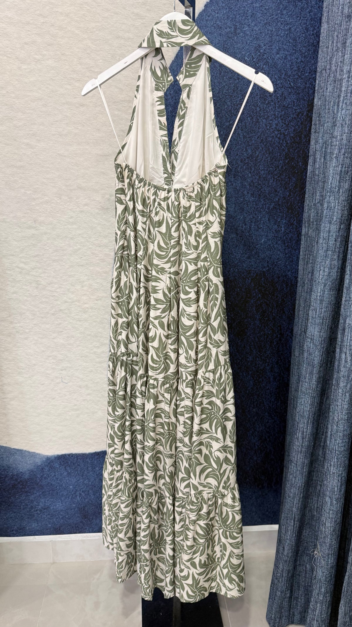 Halter Maxi Dress Printed Sage