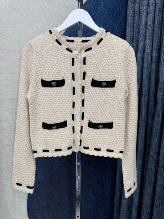 Knit Cardigan Taupe & Black