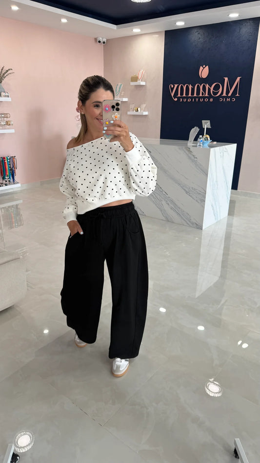 Cotton Barrel Pant Black