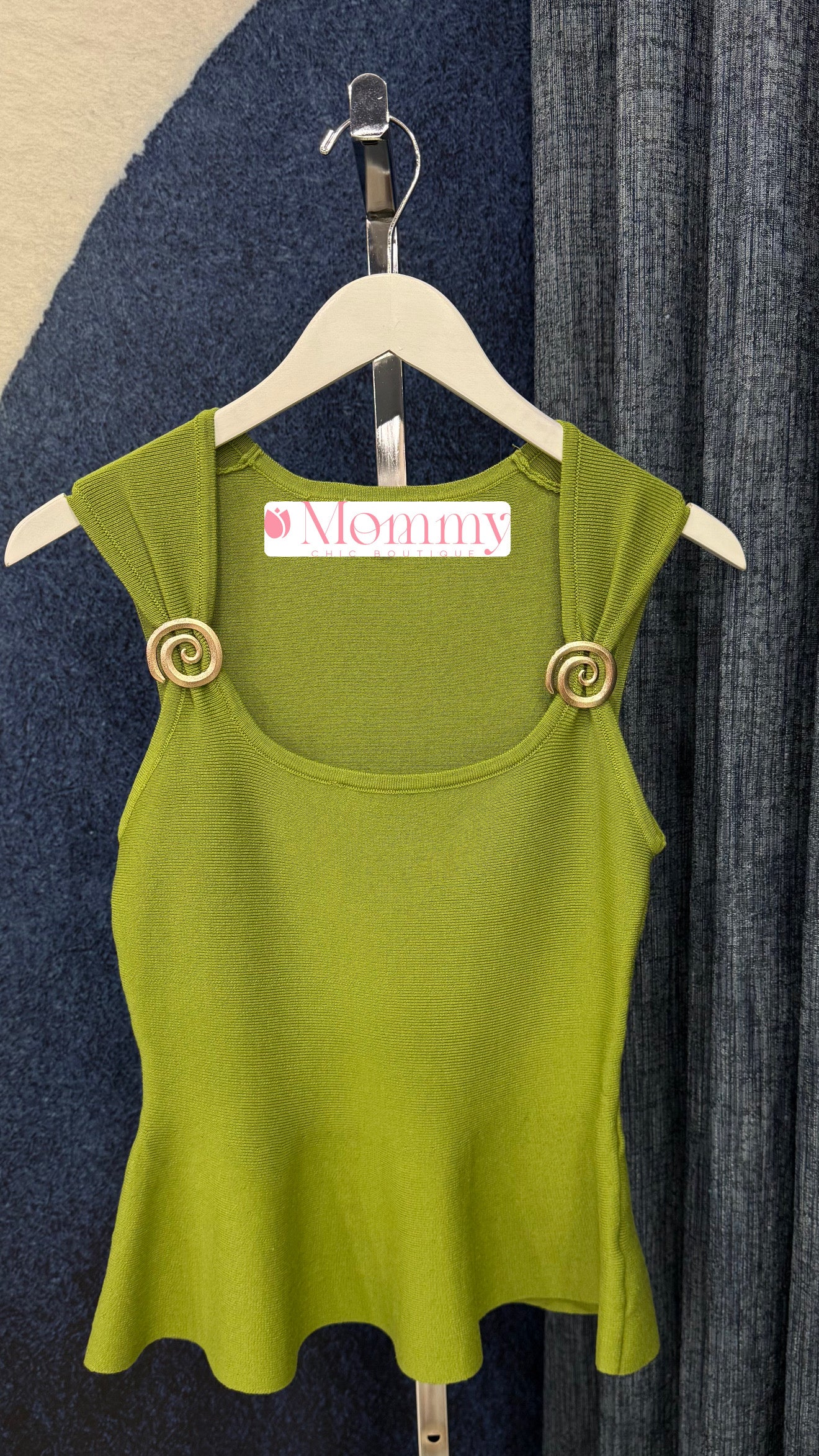 Peplum Knit Top Green