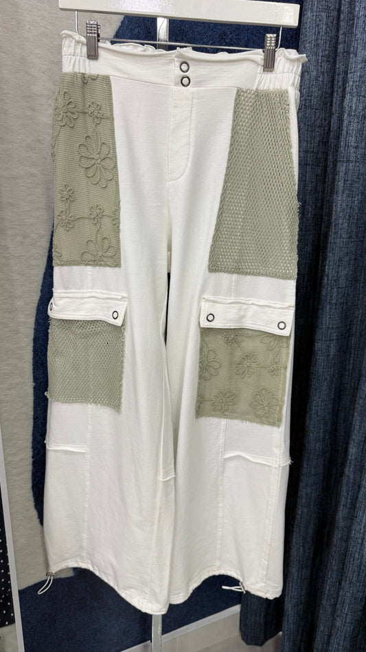Lace Patch / Cargo Pant White