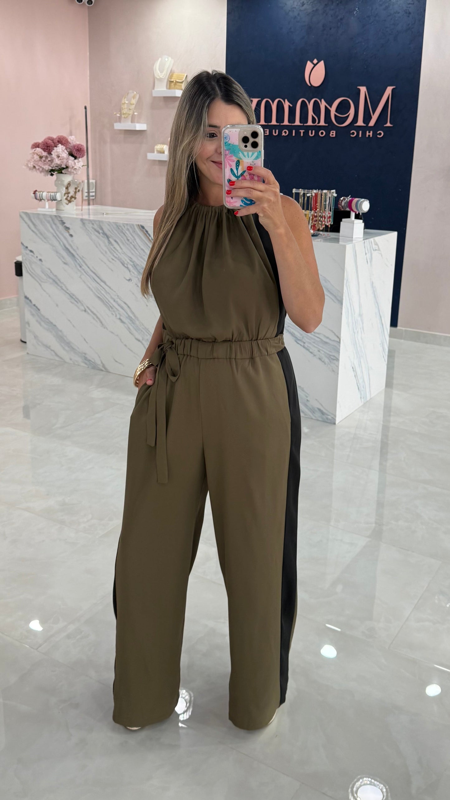 Contrast Jumpsuit Olive