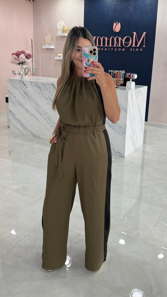 Contrast Jumpsuit Olive