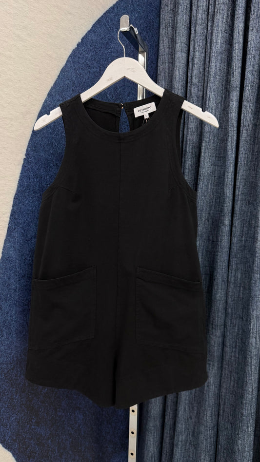Patch Pocket Romper BLk