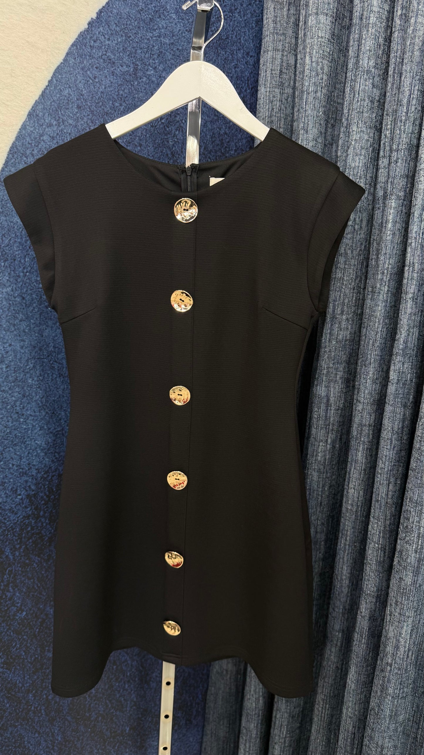 Gold Button Down Dress BLk