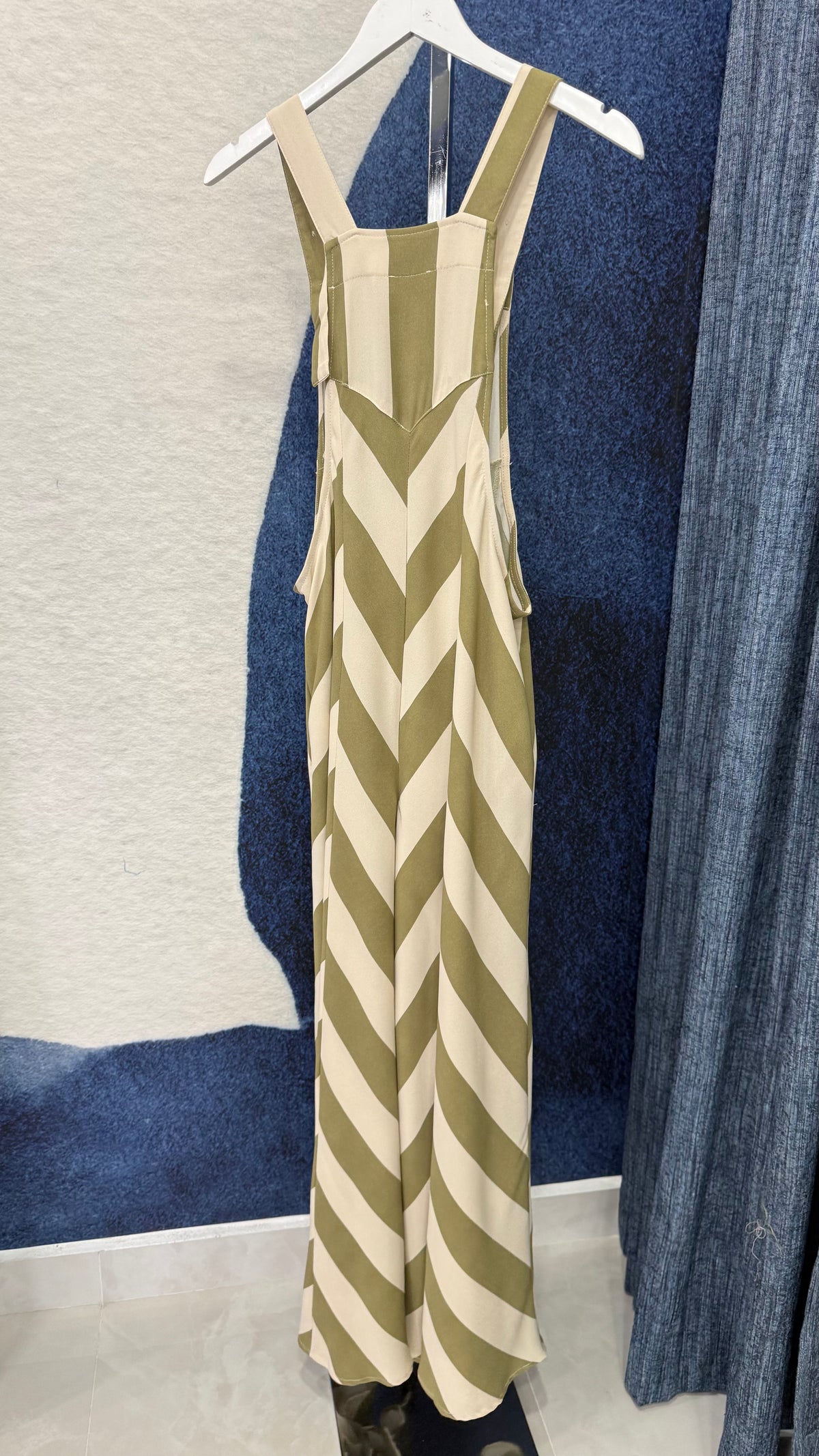 Overall Chevron Print Light Olive