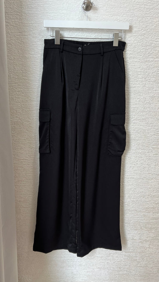 Cargo satin Pant Black