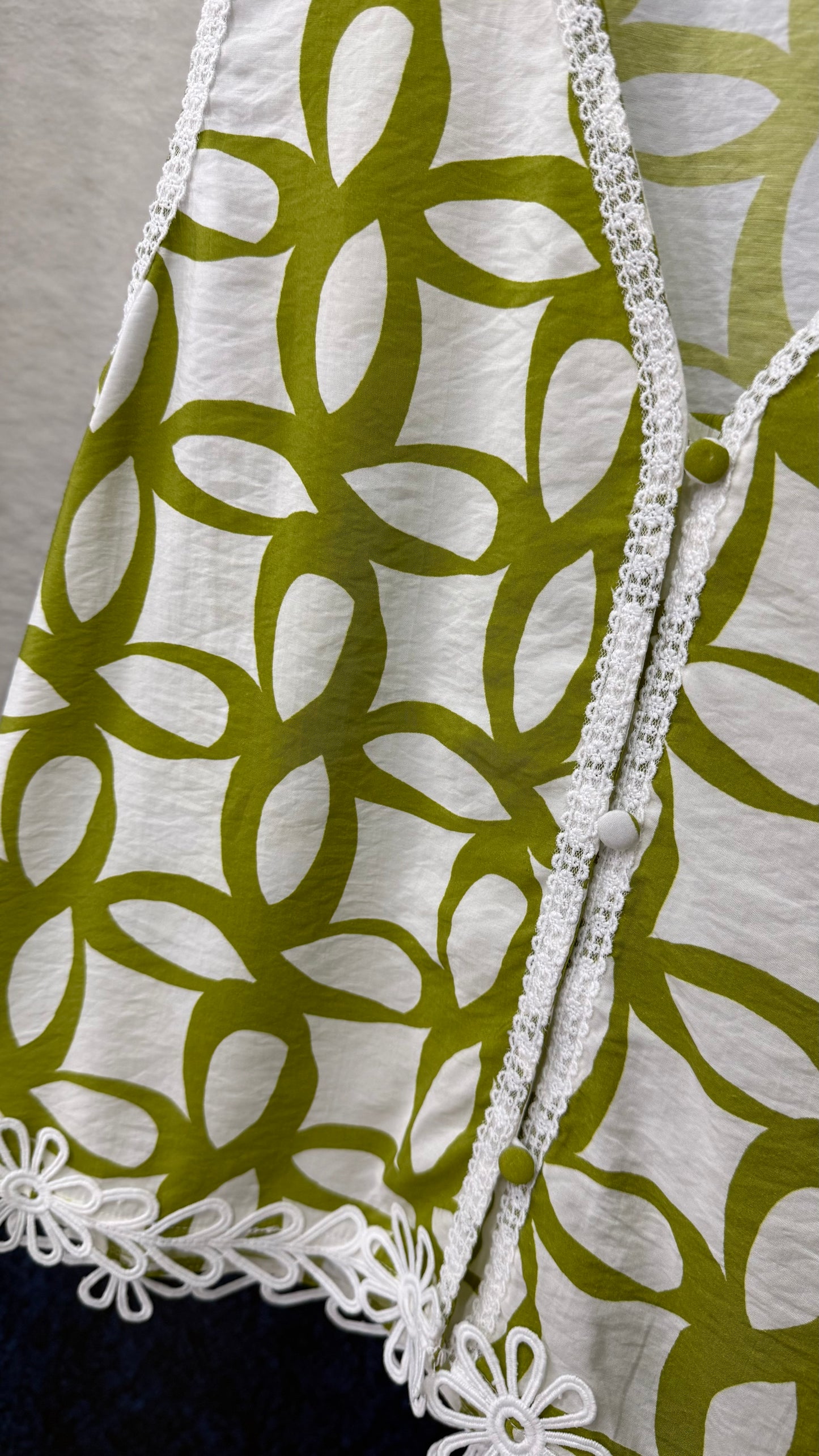 Embroidery Printed Top & Short Set Green