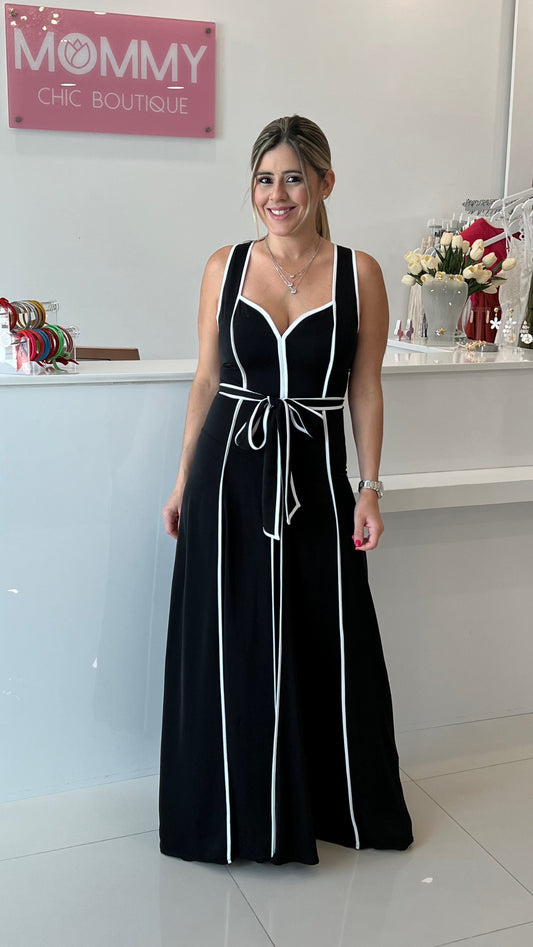 Contrast Halter Jumpsuit Black & White