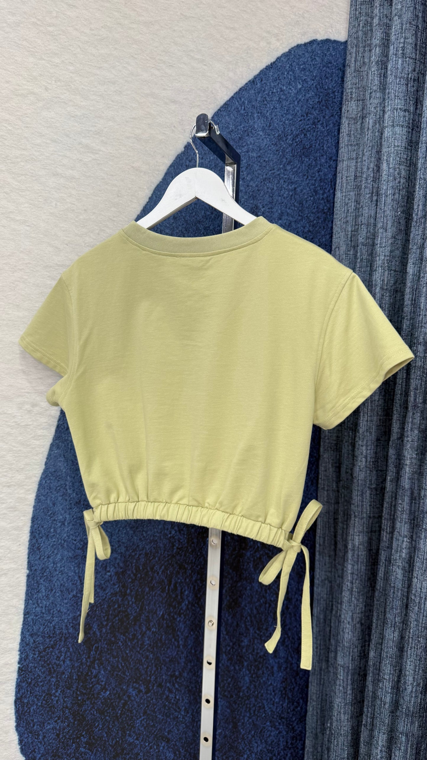 Drawstring Waist Cotton Top Avocado